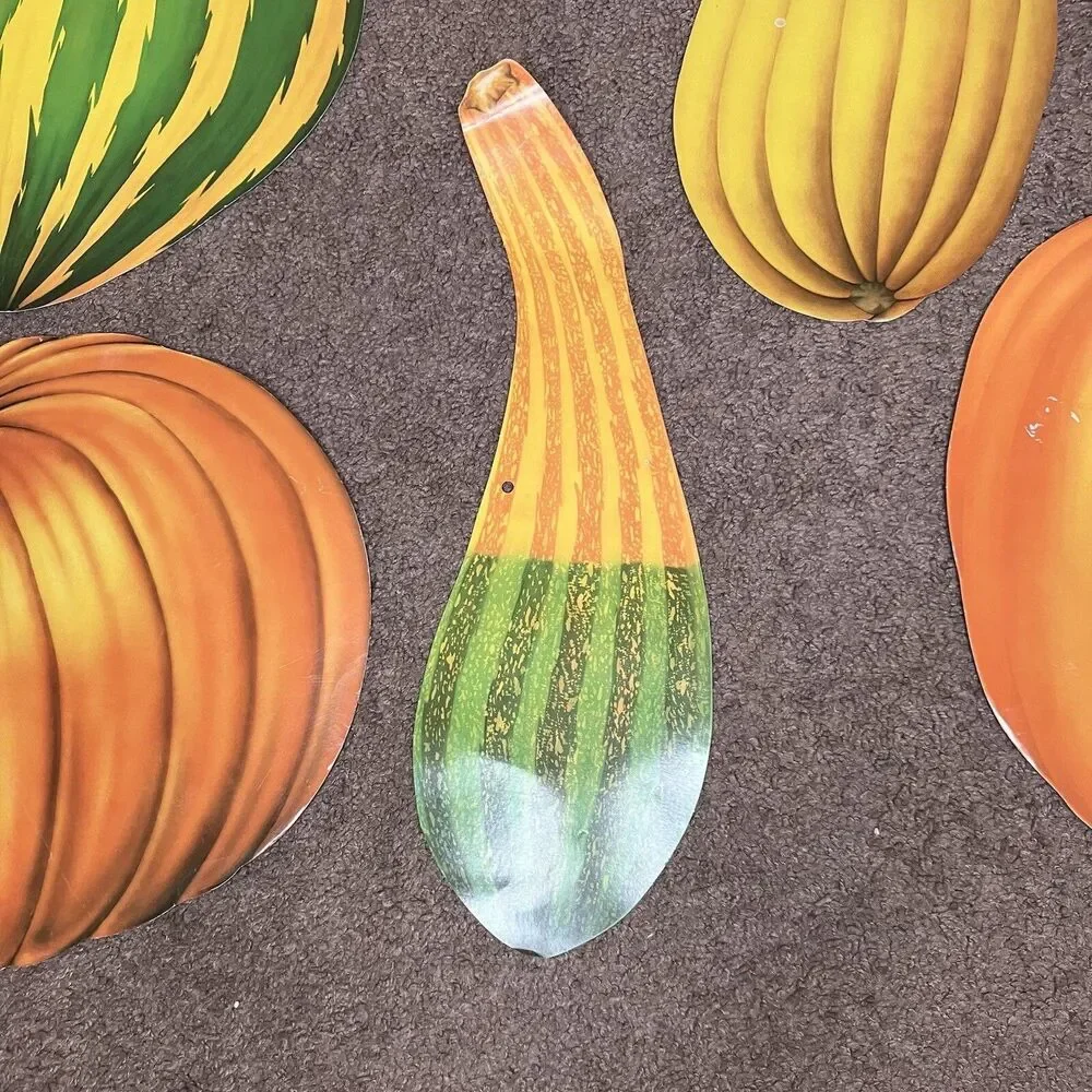 1985 Beistle Die Cut Decoration Lot Of 5 Autumn Fall Gourd Squash Pumpkin USA